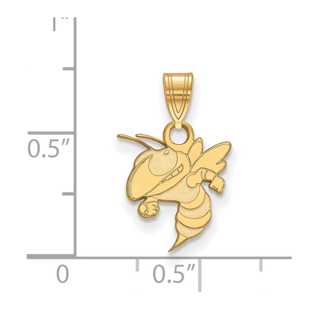 Alternate view of the 14k Yellow Gold Georgia Technology Small Pendant by The Black Bow Jewelry Co.