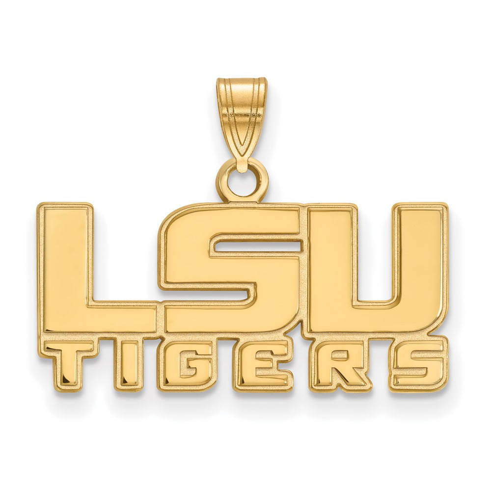 14k Yellow Gold Louisiana State Small 'LSU TIGERS' Pendant, Item P20689 by The Black Bow Jewelry Co.