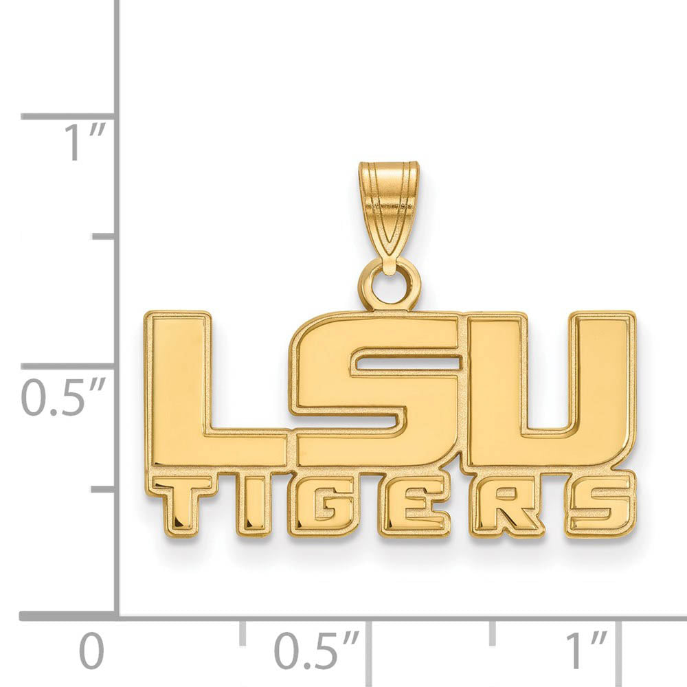 Alternate view of the 14k Yellow Gold Louisiana State Small 'LSU TIGERS' Pendant by The Black Bow Jewelry Co.