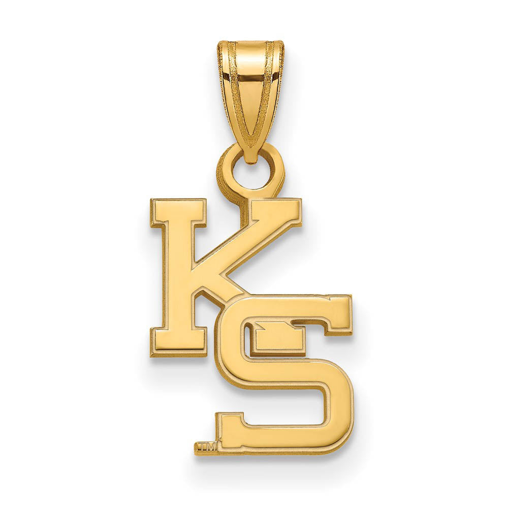 14k Yellow Gold Kansas State Small Pendant, Item P20692 by The Black Bow Jewelry Co.