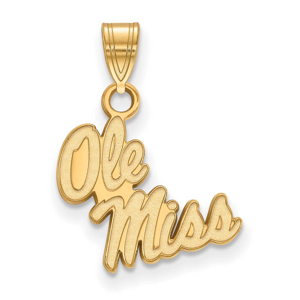 14k Yellow Gold U. of Mississippi Small 'Ole Miss' Pendant, Item P20701 by The Black Bow Jewelry Co.