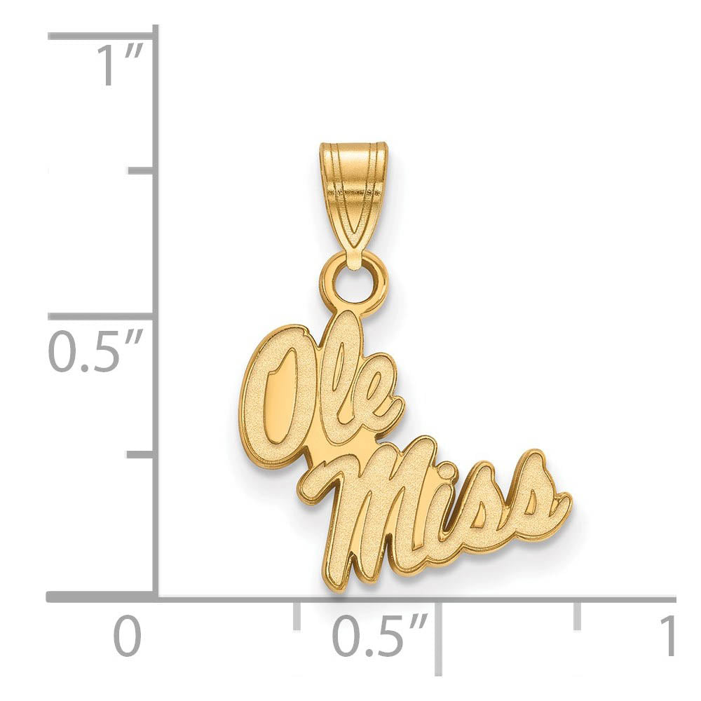 Alternate view of the 14k Yellow Gold U. of Mississippi Small 'Ole Miss' Pendant by The Black Bow Jewelry Co.