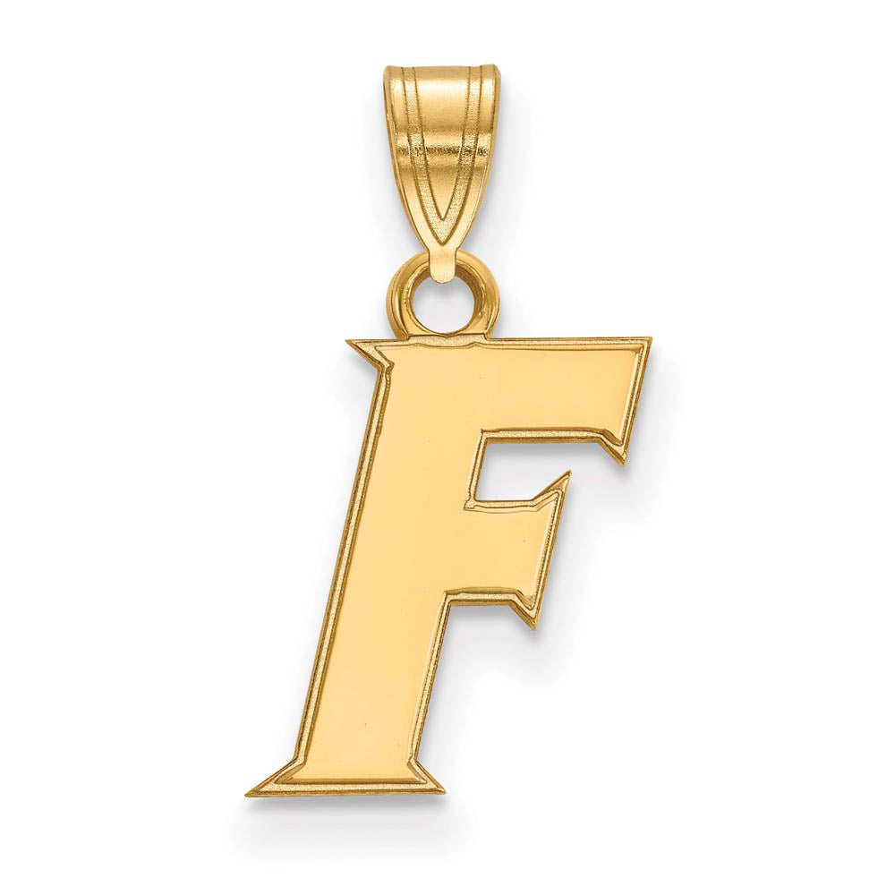 14k Yellow Gold U of Florida Small Initial F Pendant, Item P20707 by The Black Bow Jewelry Co.
