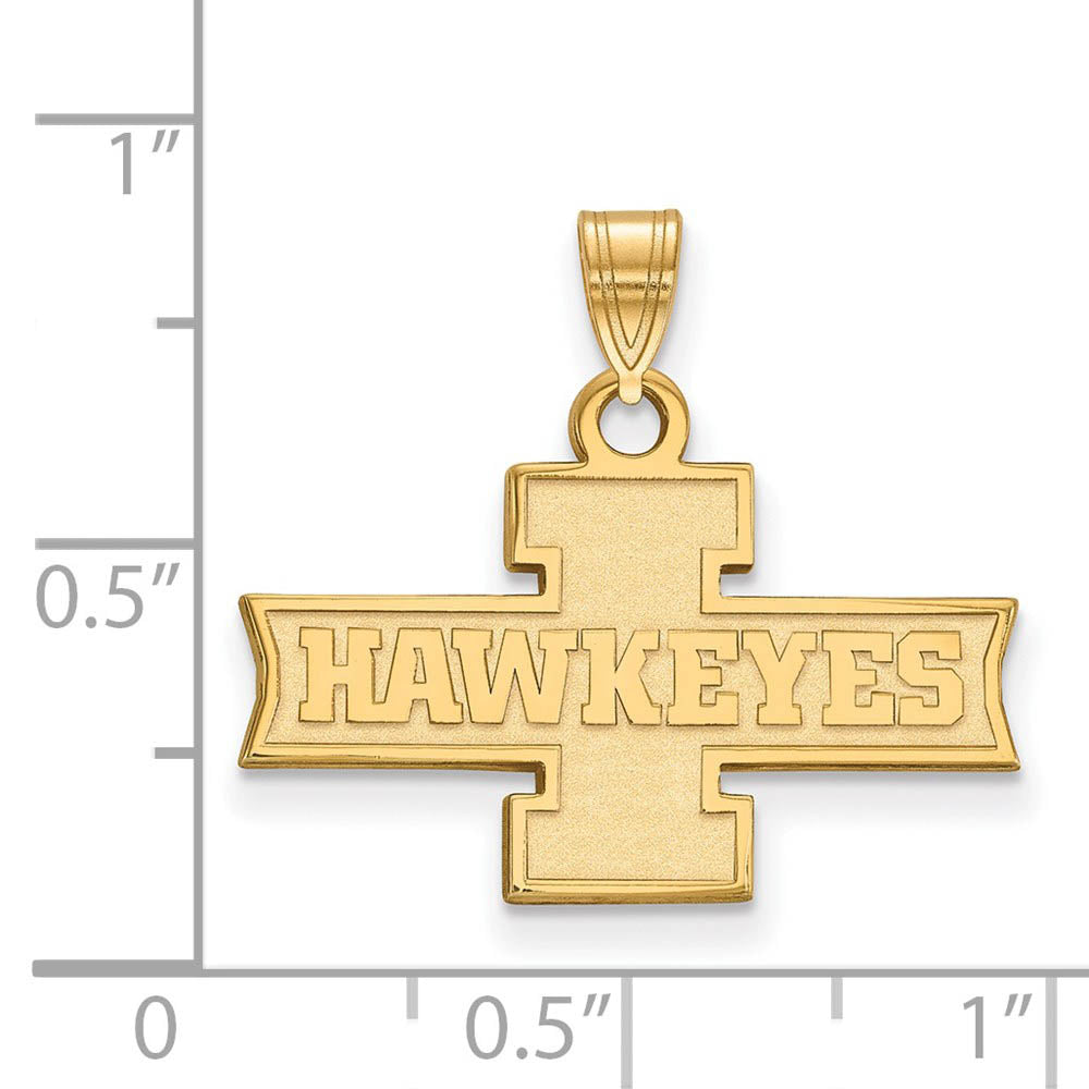 Alternate view of the 14k Yellow Gold U. of Iowa Small 'Hawkeyes' Logo Pendant by The Black Bow Jewelry Co.
