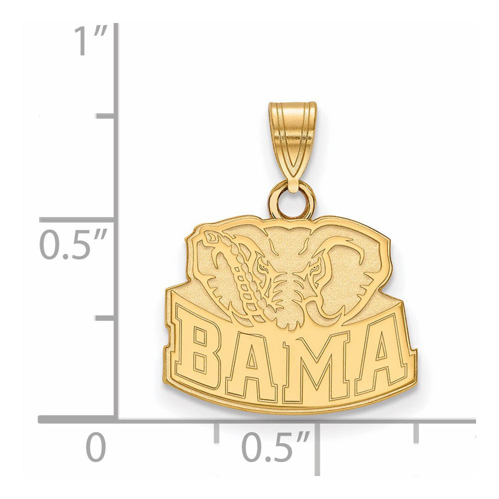 Alternate view of the 14k Yellow Gold U. of Alabama Small 'BAMA' Logo Pendant by The Black Bow Jewelry Co.