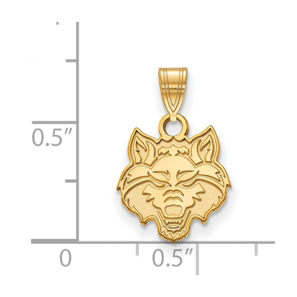 Alternate view of the 14k Gold Plated Silver Arkansas State Small Mascot Pendant by The Black Bow Jewelry Co.