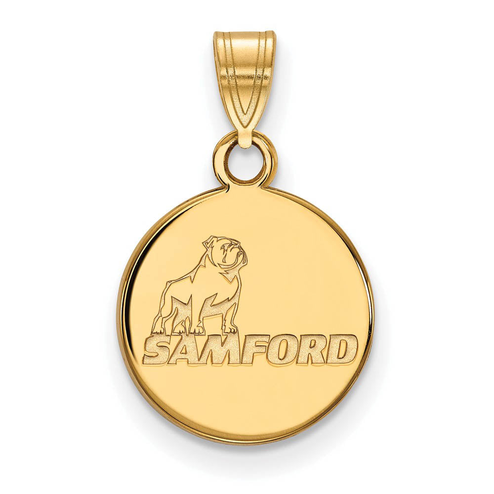 14k Gold Plated Silver Samford U. Small Mascot Logo Pendant, Item P20760 by The Black Bow Jewelry Co.