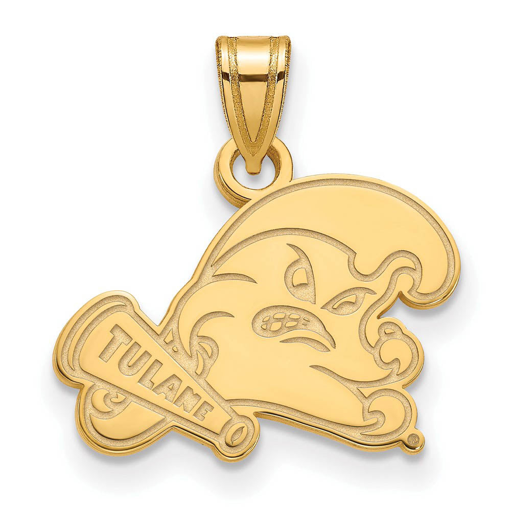 14k Gold Plated Silver Tulane U. Small Pendant, Item P20763 by The Black Bow Jewelry Co.