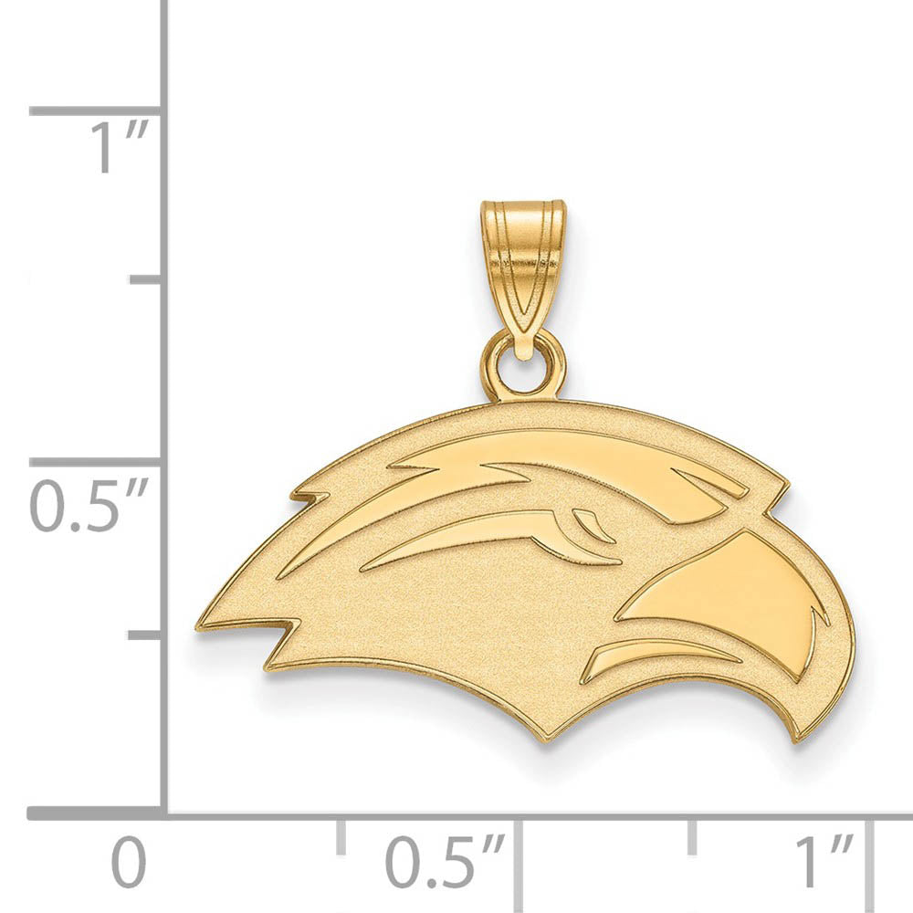 Alternate view of the 14k Gold Plated Silver Southern Miss Small Pendant by The Black Bow Jewelry Co.