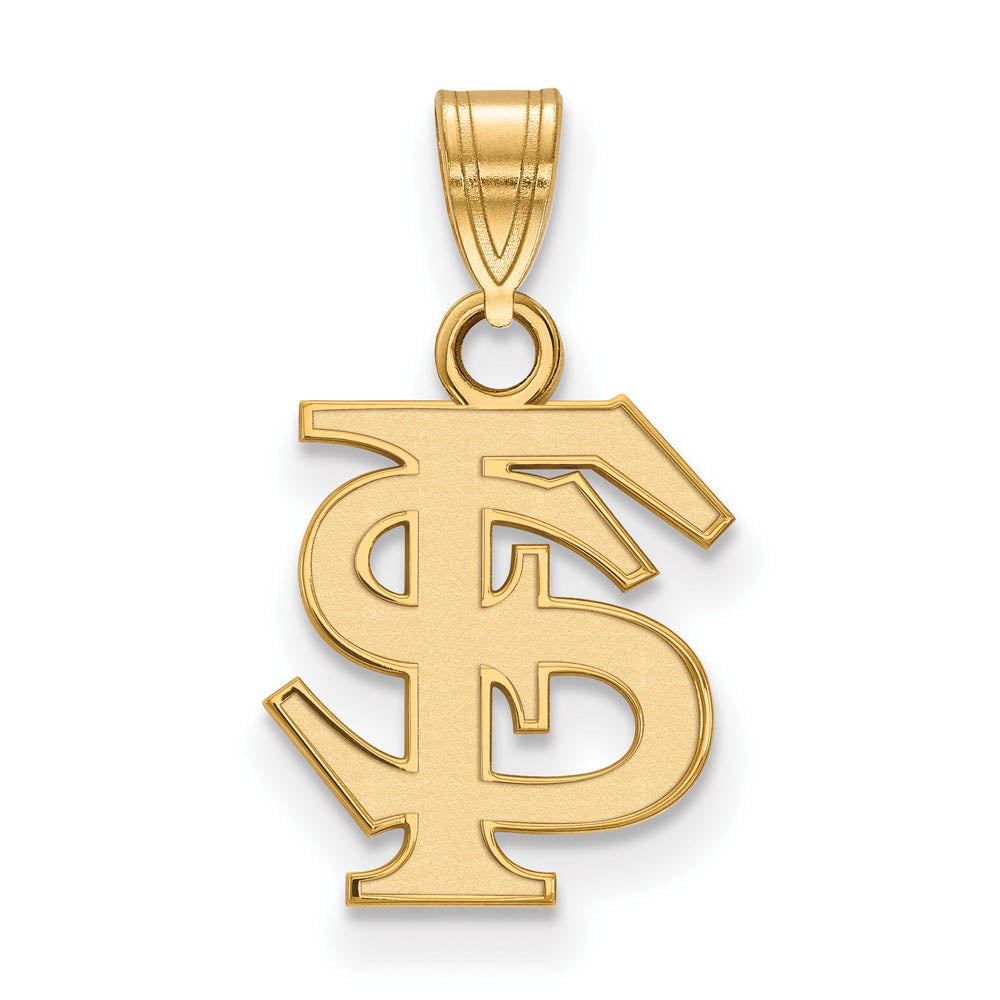 14k Gold Plated Silver Florida State Small 'FS' Pendant, Item P20785 by The Black Bow Jewelry Co.