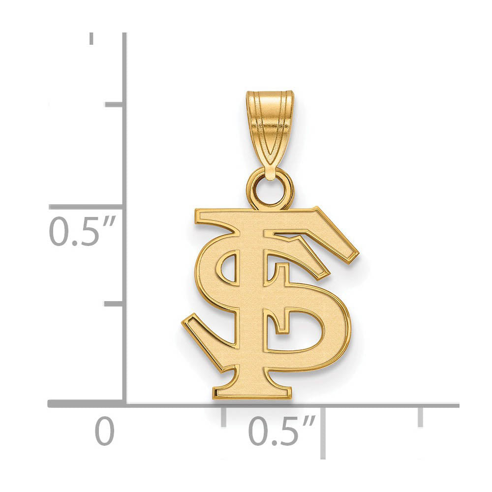 Alternate view of the 14k Gold Plated Silver Florida State Small 'FS' Pendant by The Black Bow Jewelry Co.