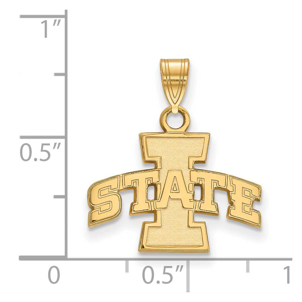 Alternate view of the 14k Gold Plated Silver Iowa State Small 'I STATE' Pendant by The Black Bow Jewelry Co.