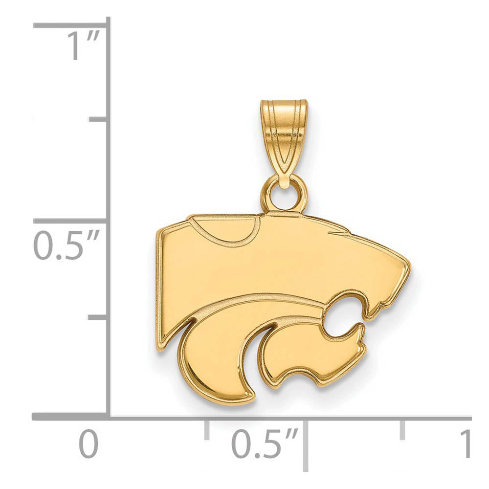 Alternate view of the 14k Gold Plated Silver Kansas State Small Mascot Pendant by The Black Bow Jewelry Co.