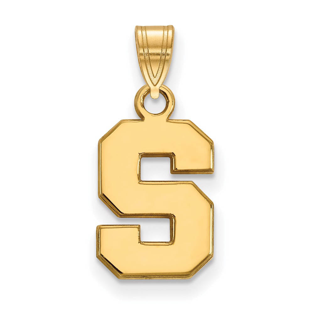 14k Gold Plated Silver Michigan State Small Initial S Pendant, Item P20792 by The Black Bow Jewelry Co.