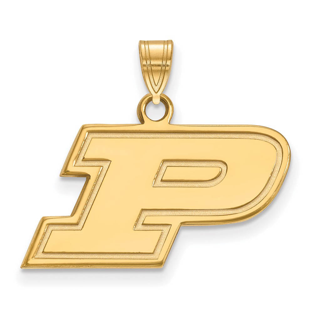 14k Gold Plated Silver Purdue Small Initial P Pendant, Item P20797 by The Black Bow Jewelry Co.