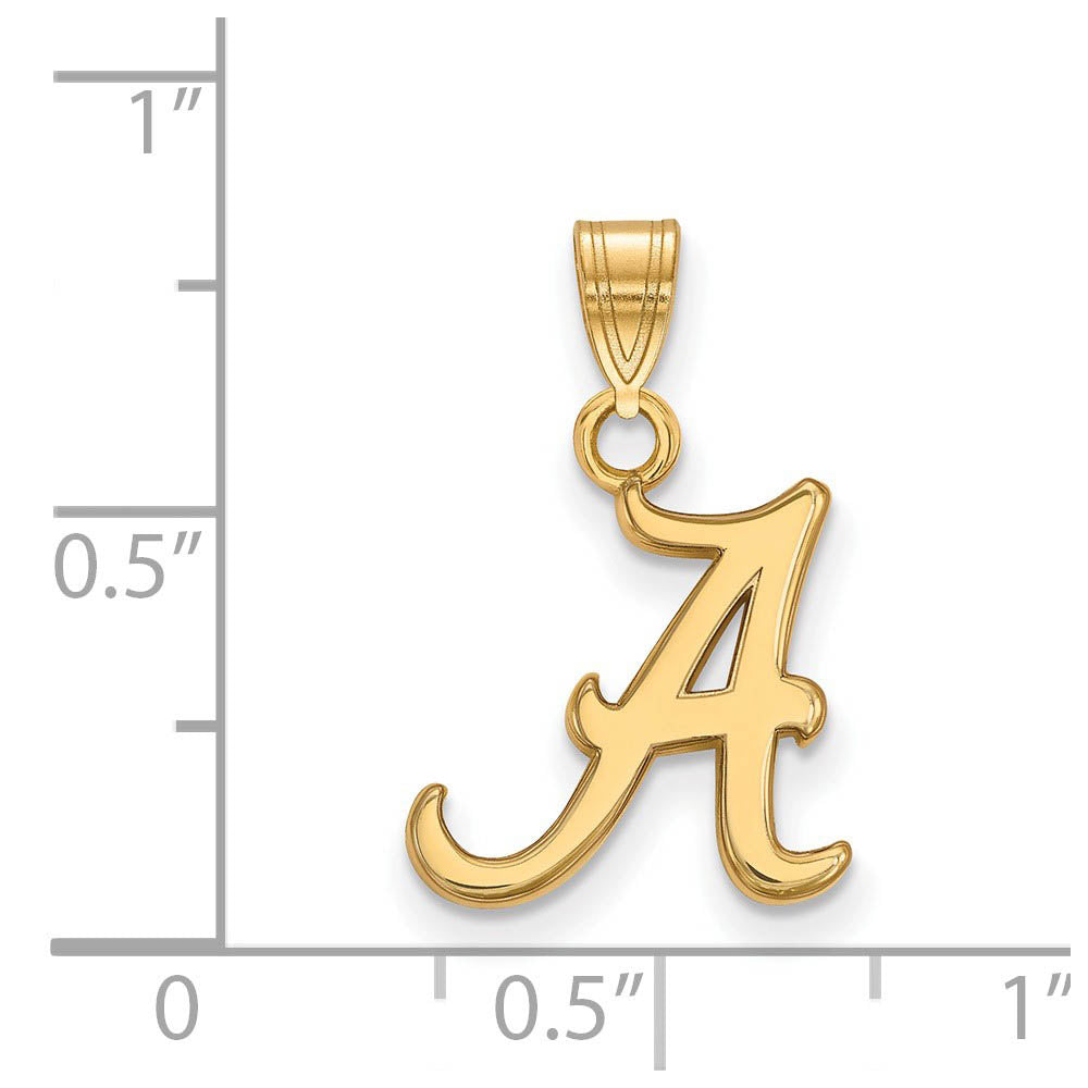 Alternate view of the 14k Gold Plated Silver U. of Alabama Small Initial A Pendant by The Black Bow Jewelry Co.