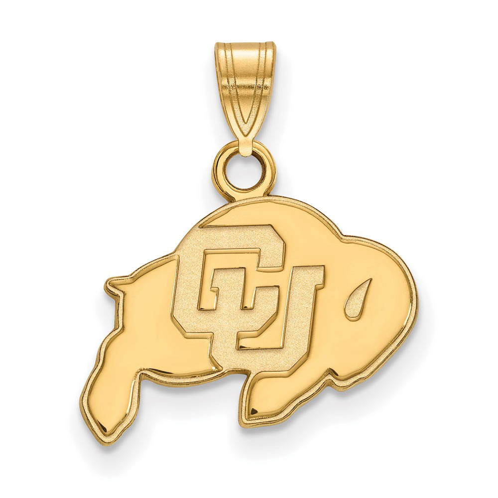 14k Gold Plated Silver U. of Colorado Small 'CU' Mascot Pendant, Item P20805 by The Black Bow Jewelry Co.