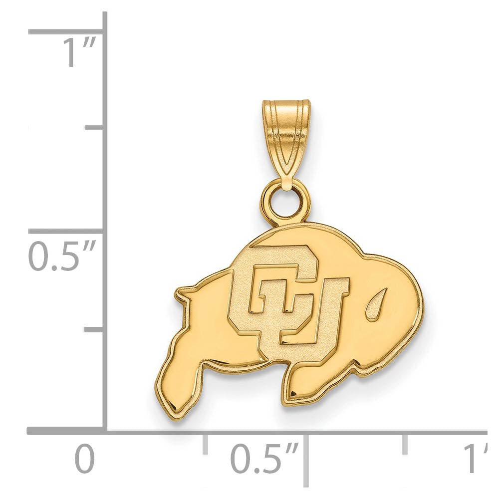 Alternate view of the 14k Gold Plated Silver U. of Colorado Small 'CU' Mascot Pendant by The Black Bow Jewelry Co.