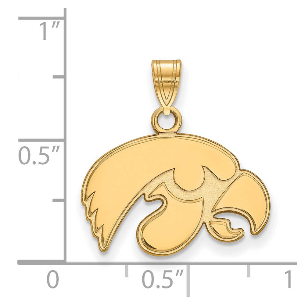 Alternate view of the 14k Gold Plated Silver U. of Iowa Small Mascot Pendant by The Black Bow Jewelry Co.