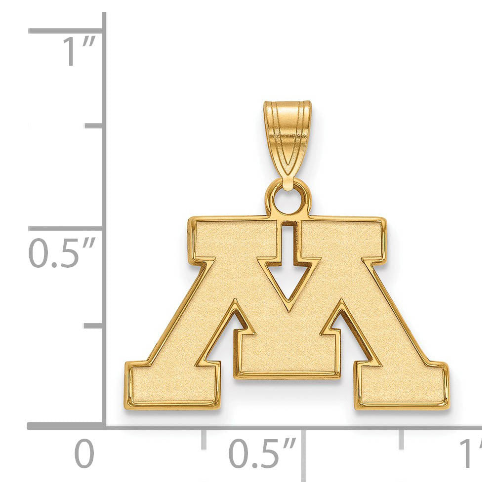 Alternate view of the 14k Gold Plated Silver U. of Minnesota Small Initial M Pendant by The Black Bow Jewelry Co.