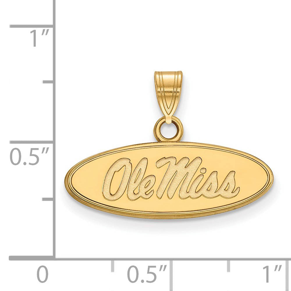 Alternate view of the 14k Gold Plated Silver U. of Mississippi Small Oval 'Ole Miss' Pendant by The Black Bow Jewelry Co.