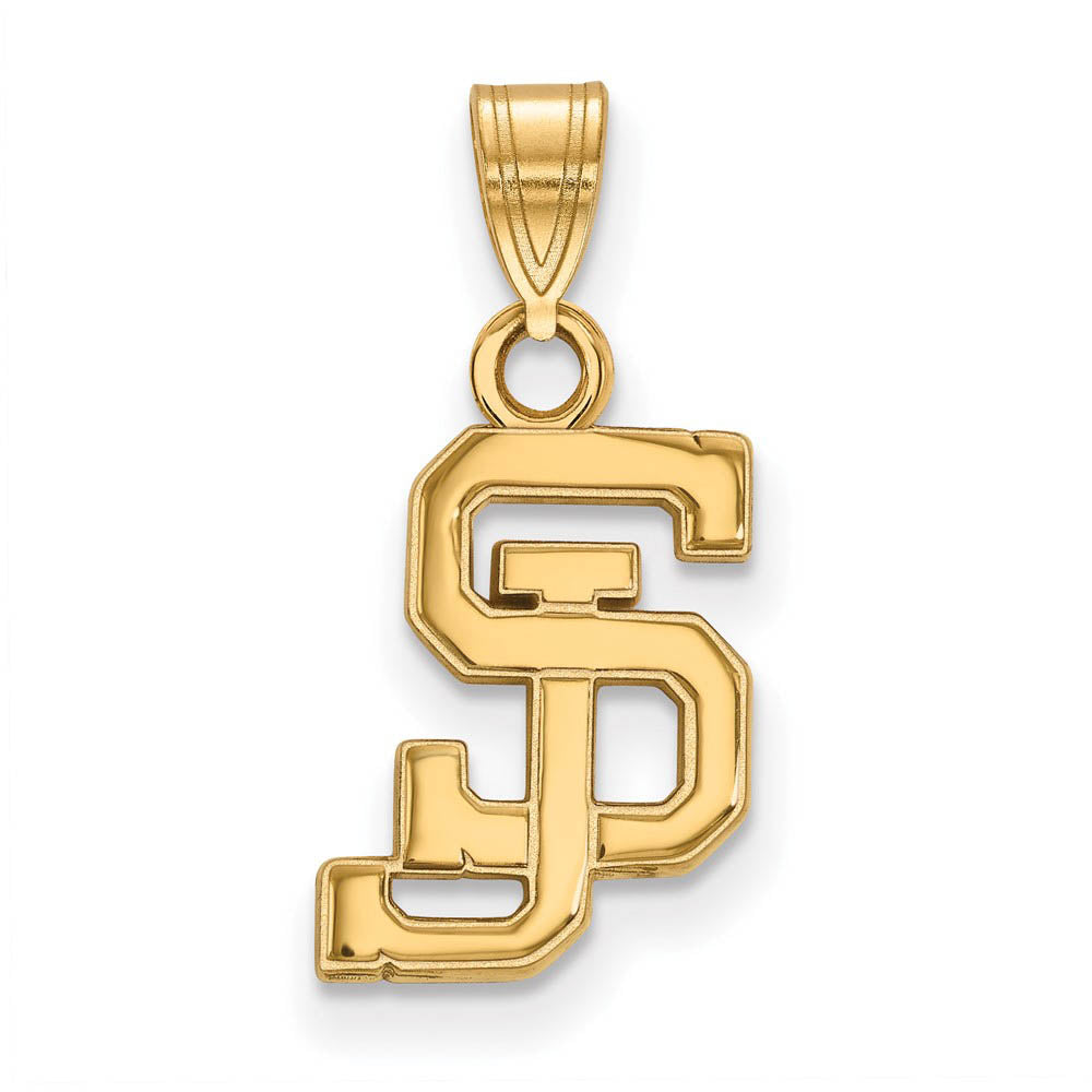 14k Gold Plated Silver San Jose State Small Pendant, Item P20840 by The Black Bow Jewelry Co.