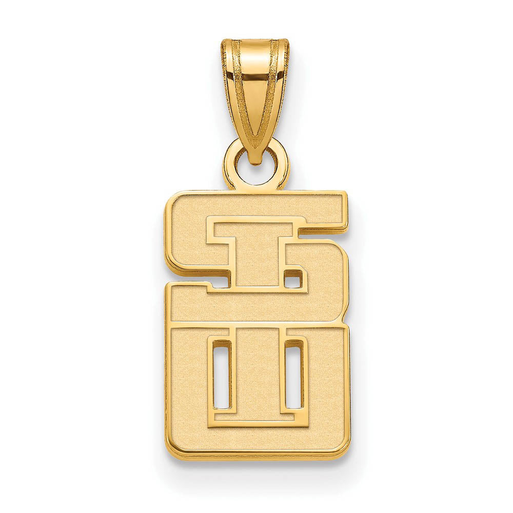 14k Gold Plated Silver Southern Illinois University Small Pendant, Item P20865 by The Black Bow Jewelry Co.
