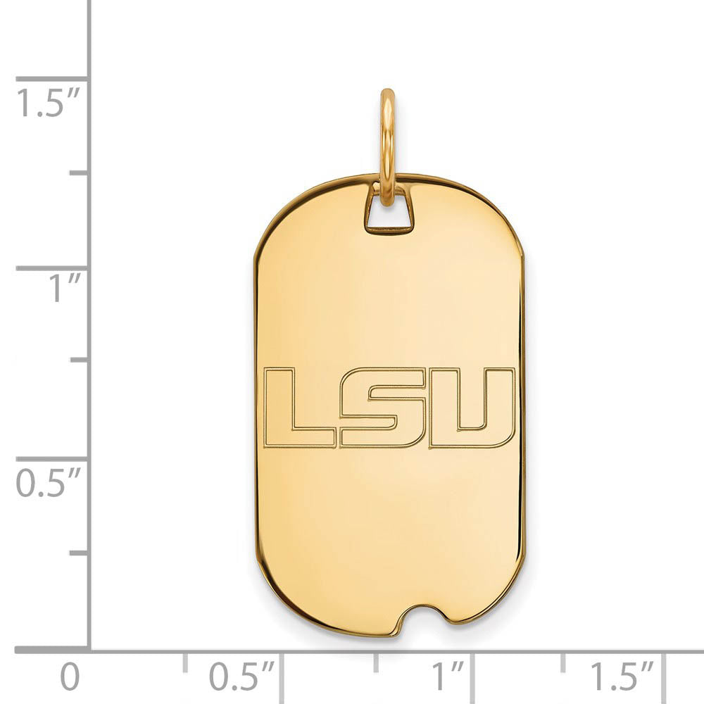 Alternate view of the 14k Gold Plated Silver Louisiana State Dog Tag Pendant by The Black Bow Jewelry Co.