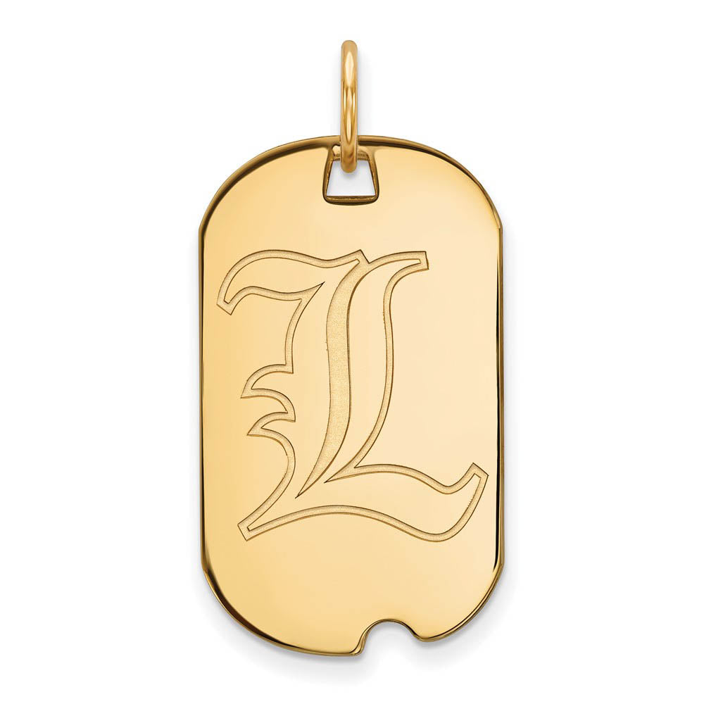 14k Gold Plated Silver U. of Louisville Dog Tag Pendant, Item P20883 by The Black Bow Jewelry Co.