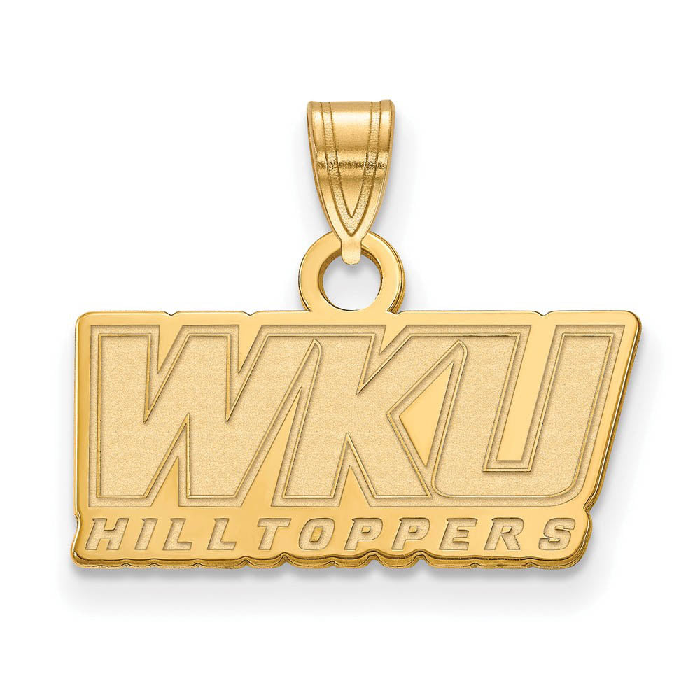 14k Gold Plated Silver Western Kentucky U. Small 'WKU' Pendant, Item P20884 by The Black Bow Jewelry Co.