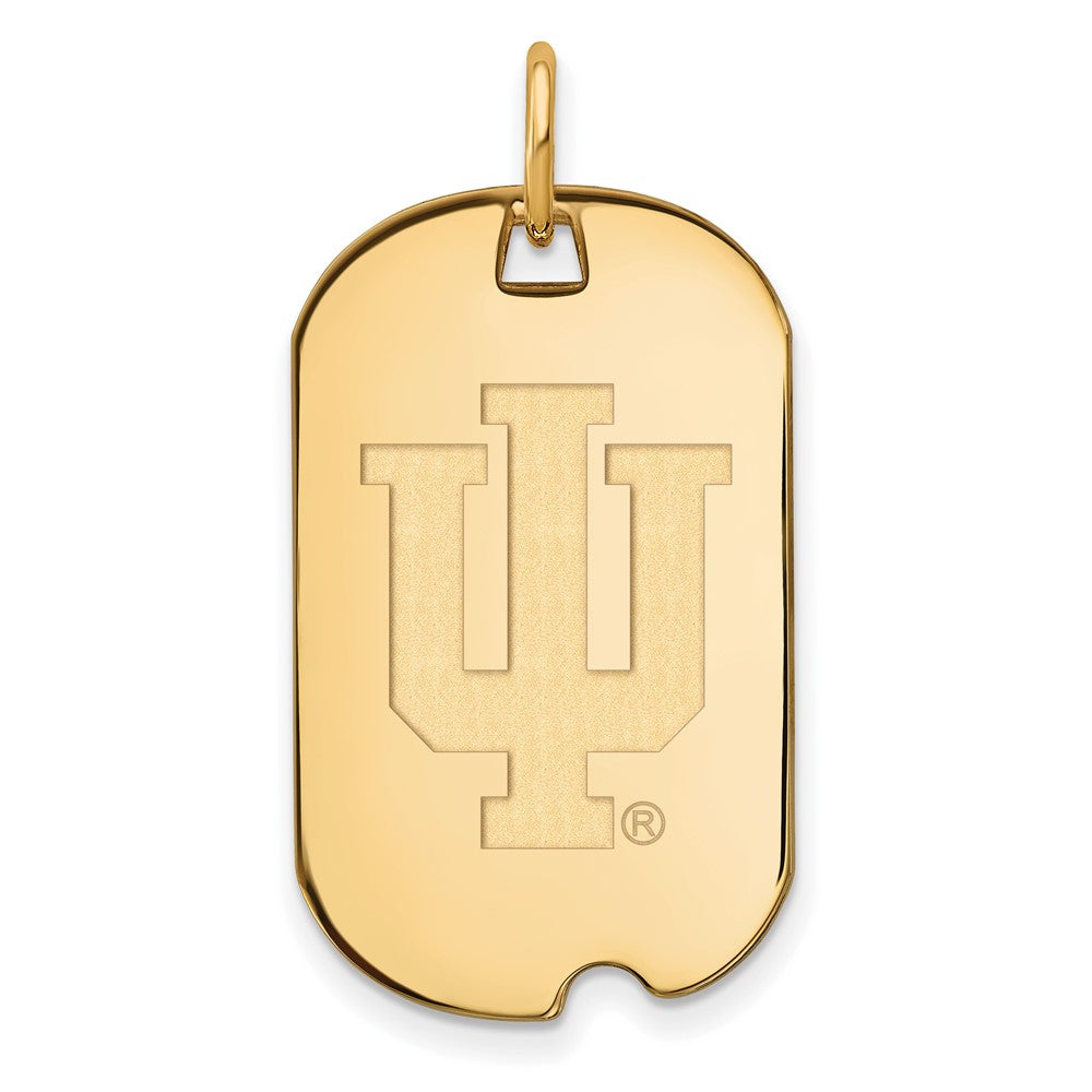 14k Gold Plated Silver Indiana U Dog Tag Pendant, Item P20902 by The Black Bow Jewelry Co.