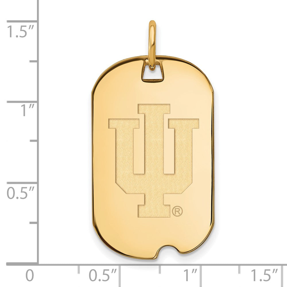 Alternate view of the 14k Gold Plated Silver Indiana U Dog Tag Pendant by The Black Bow Jewelry Co.