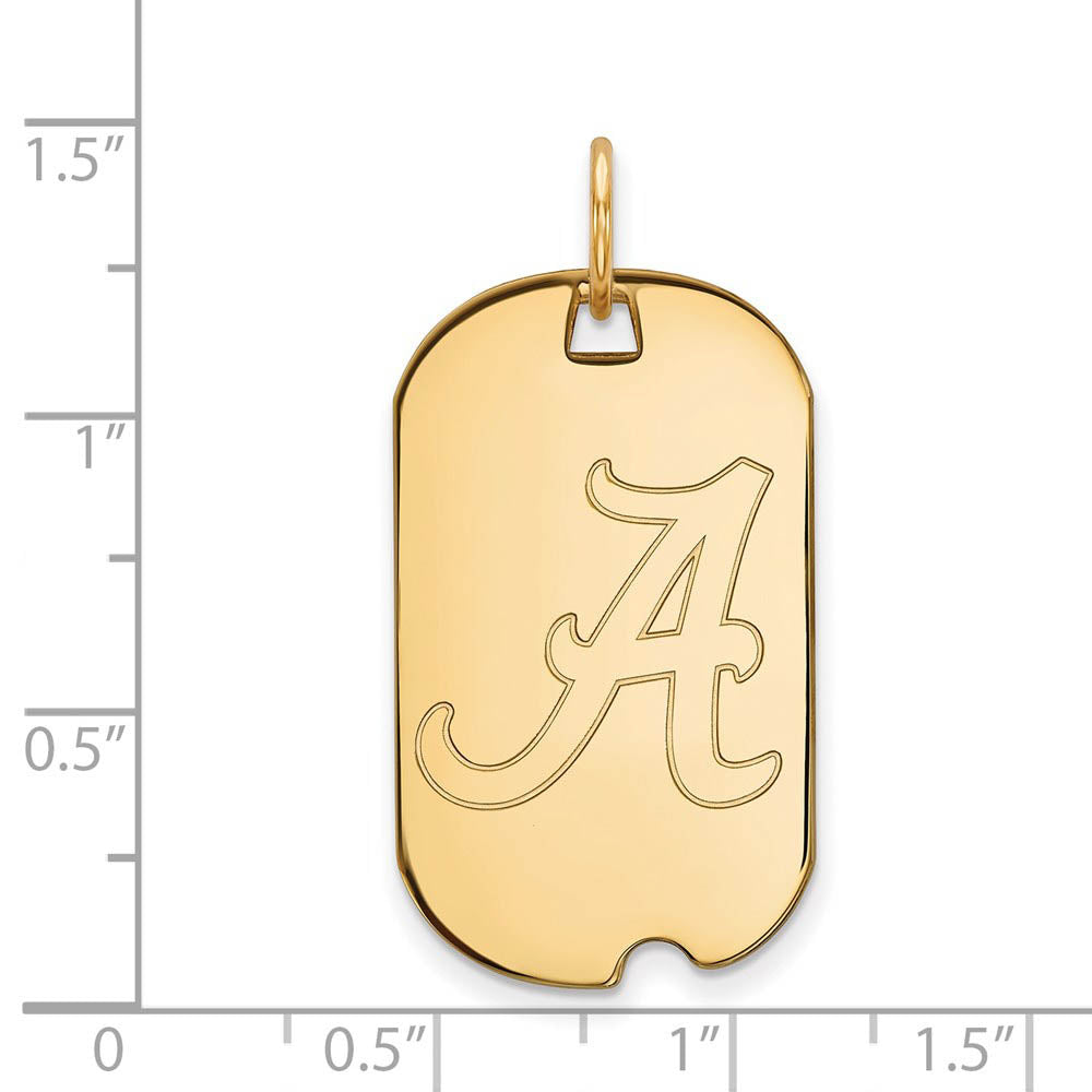 Alternate view of the 14k Gold Plated Silver U. of Alabama Initial A Dog Tag Pendant by The Black Bow Jewelry Co.