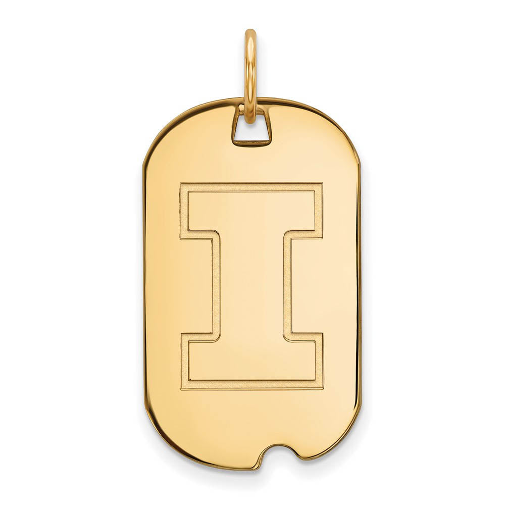 14k Gold Plated Silver U. of Illinois Initial I Dog Tag Pendant, Item P20912 by The Black Bow Jewelry Co.
