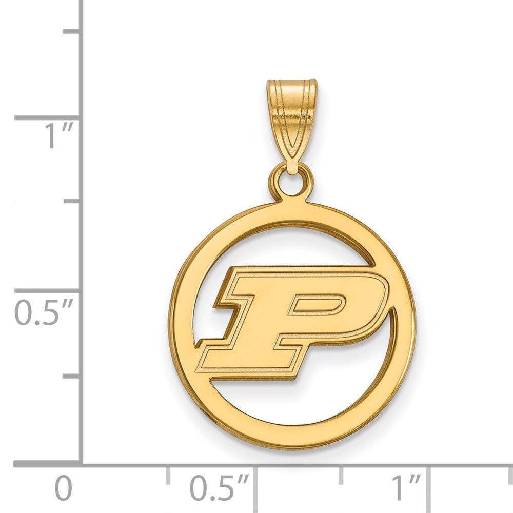 Alternate view of the 14k Gold Plated Silver Purdue Small Initial P Circle Pendant by The Black Bow Jewelry Co.