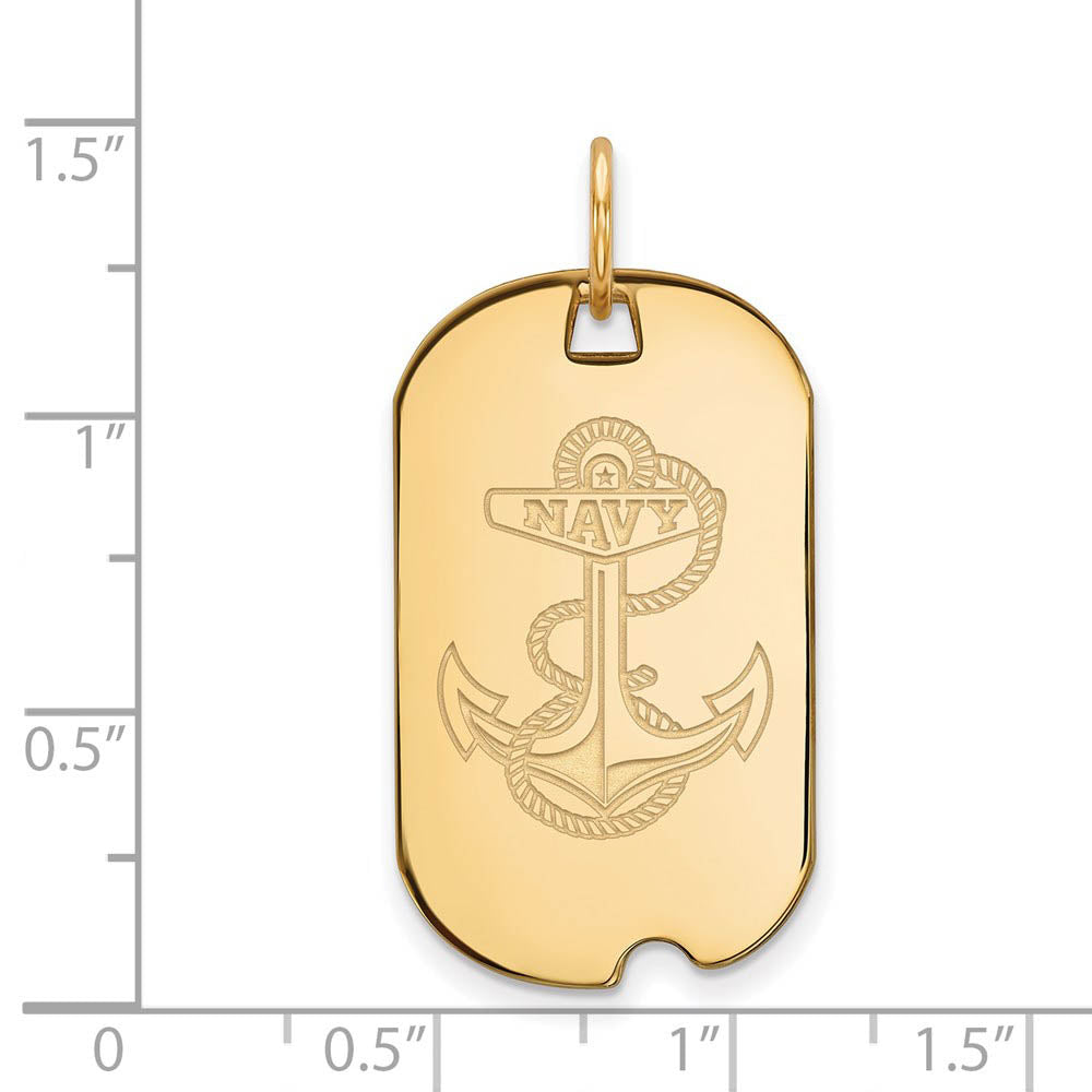 Alternate view of the 14k Gold Plated Silver U.S. Naval Academy Dog Tag Pendant by The Black Bow Jewelry Co.