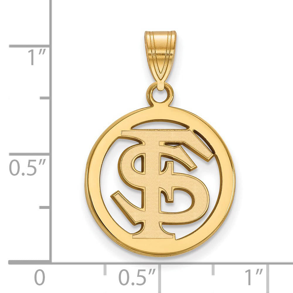 Alternate view of the 14k Gold Plated Silver Florida State Small Circle Pendant by The Black Bow Jewelry Co.