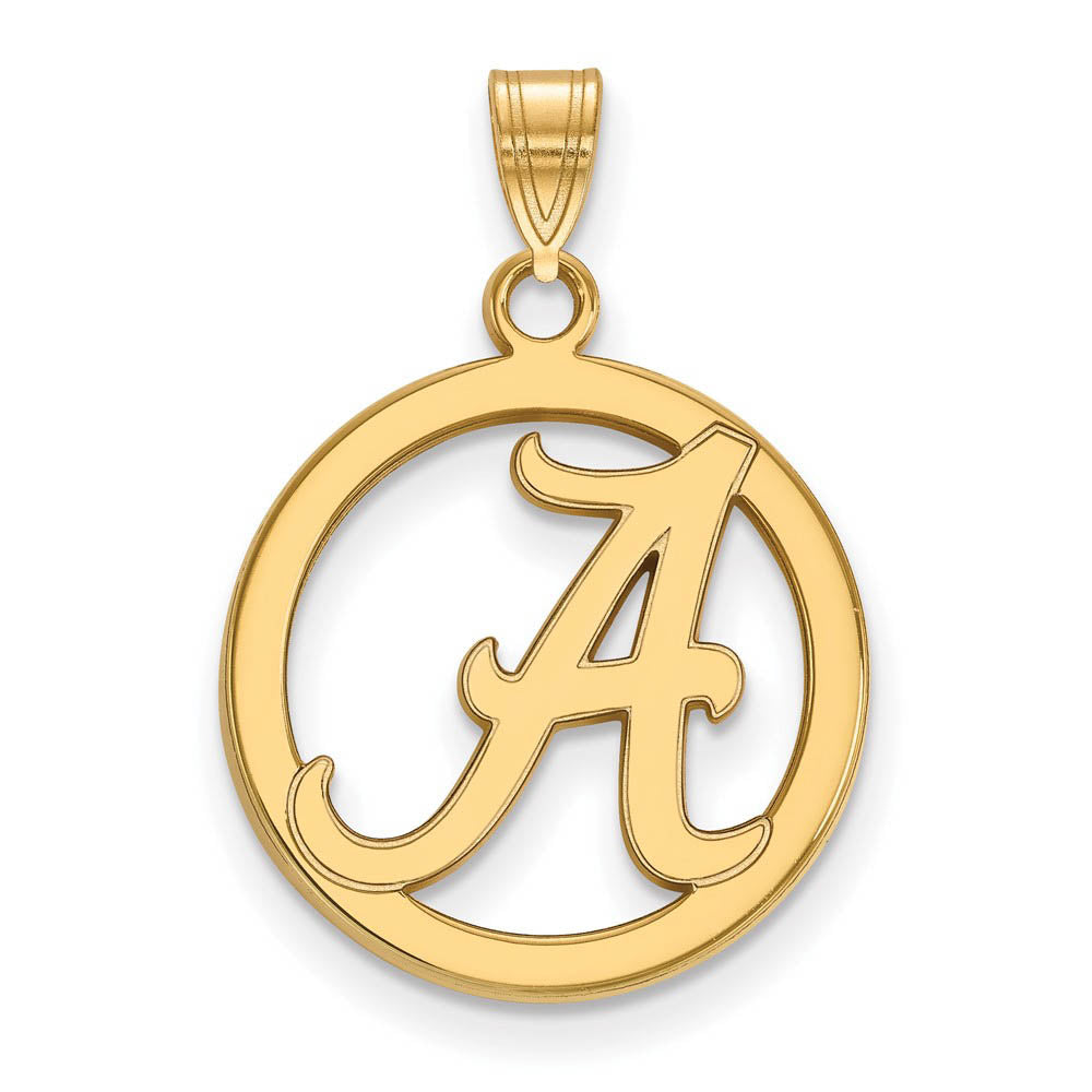 14k Gold Plated Silver U. of Alabama Small Initial A Circle Pendant, Item P20931 by The Black Bow Jewelry Co.