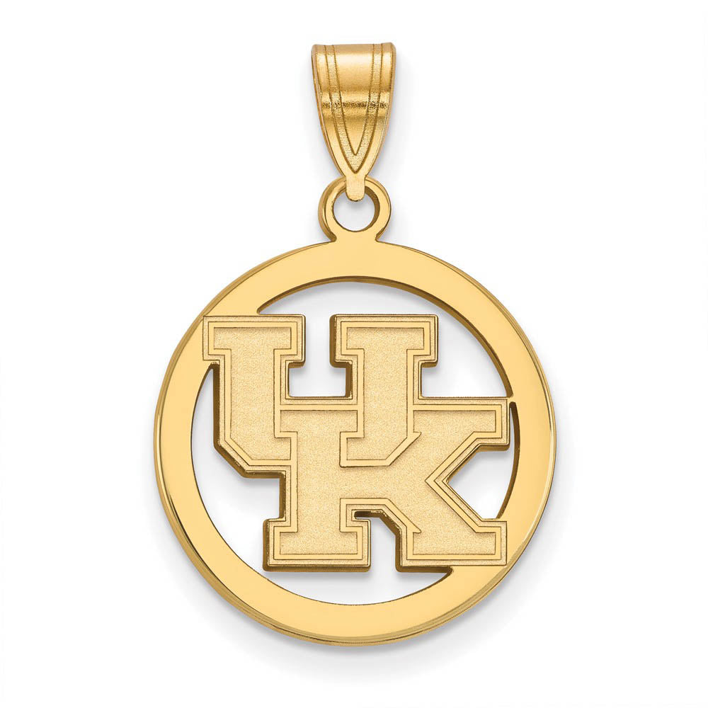 14k Gold Plated Silver U. of Kentucky Small Circle Pendant, Item P20935 by The Black Bow Jewelry Co.