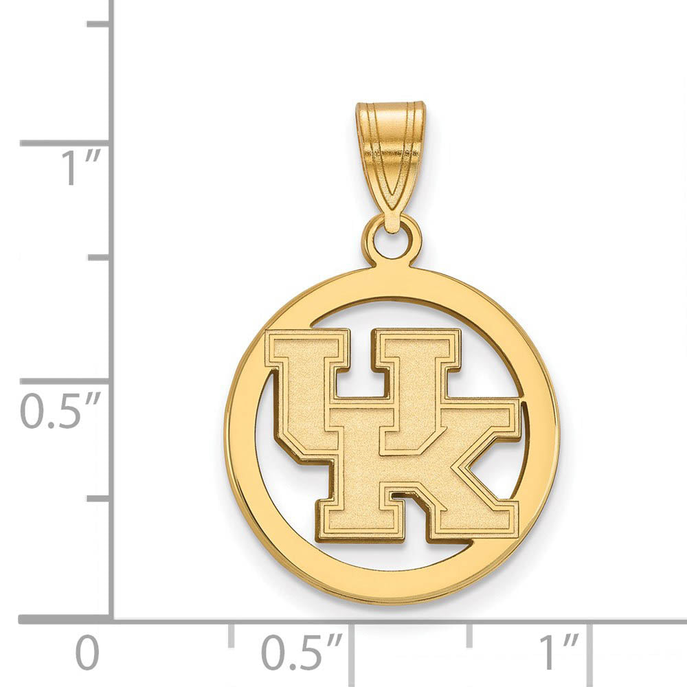Alternate view of the 14k Gold Plated Silver U. of Kentucky Small Circle Pendant by The Black Bow Jewelry Co.