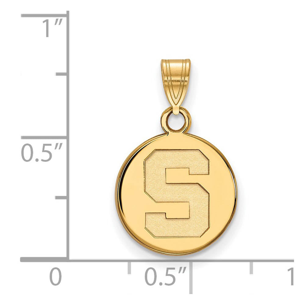 Alternate view of the 14k Gold Plated Silver Michigan State Small Initial S Disc Pendant by The Black Bow Jewelry Co.