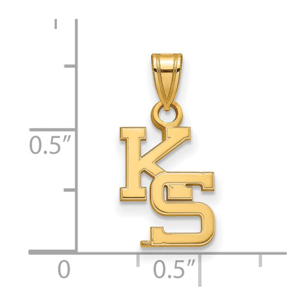 Alternate view of the 14k Gold Plated Silver Kansas State Small Pendant by The Black Bow Jewelry Co.