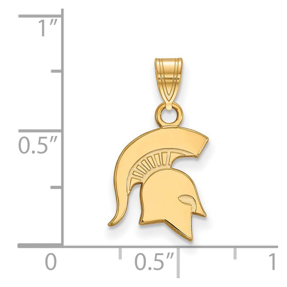 Alternate view of the 14k Gold Plated Silver Michigan State Small Logo Pendant by The Black Bow Jewelry Co.