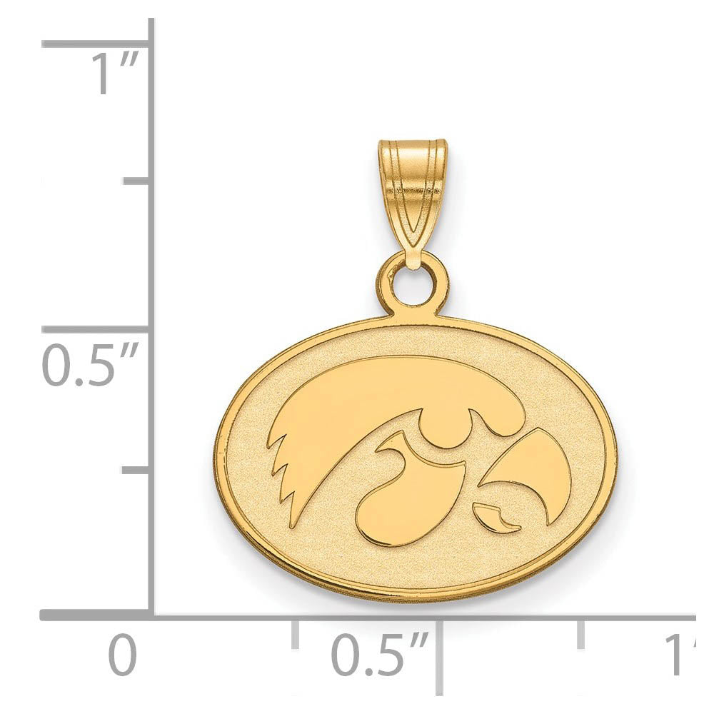 Alternate view of the 14k Gold Plated Silver U. of Iowa Small Oval Mascot Pendant by The Black Bow Jewelry Co.