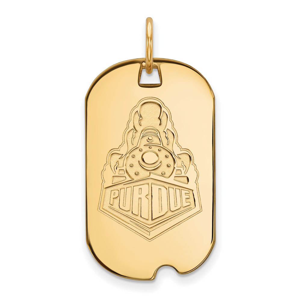 14k Gold Plated Silver Purdue Logo Dog Tag Pendant, Item P20969 by The Black Bow Jewelry Co.
