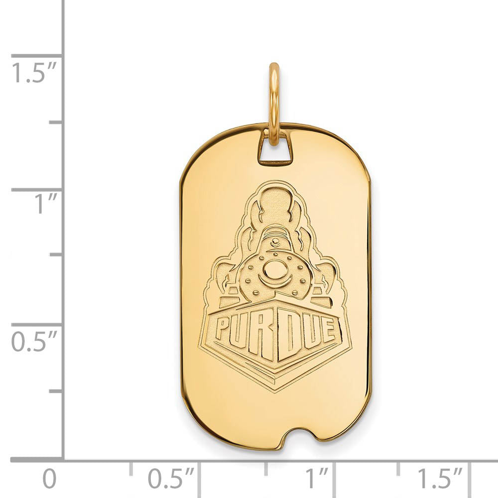 Alternate view of the 14k Gold Plated Silver Purdue Logo Dog Tag Pendant by The Black Bow Jewelry Co.