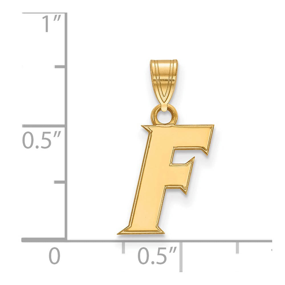 Alternate view of the 14k Gold Plated Silver U. of Florida Small Initial F Pendant by The Black Bow Jewelry Co.