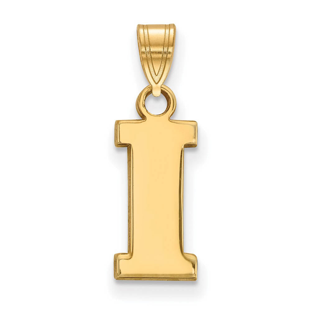 14k Gold Plated Silver U. of Iowa Small Initial I Pendant, Item P20982 by The Black Bow Jewelry Co.