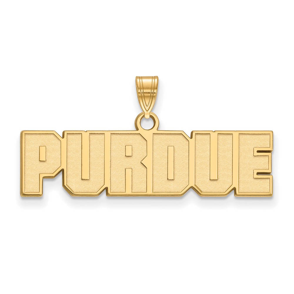 14k Gold Plated Silver Purdue Small Script Pendant, Item P20985 by The Black Bow Jewelry Co.