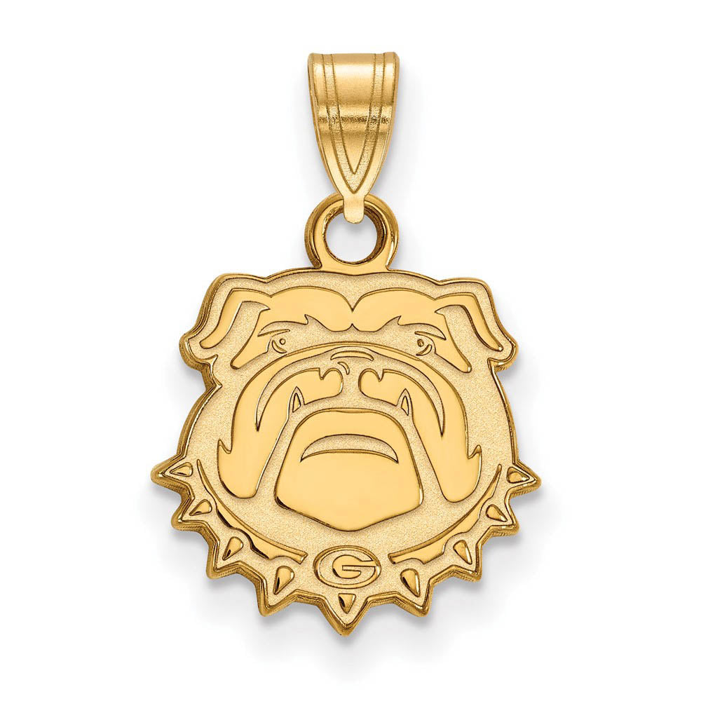 14k Gold Plated Silver U. of Georgia Small Bulldog Pendant, Item P20989 by The Black Bow Jewelry Co.